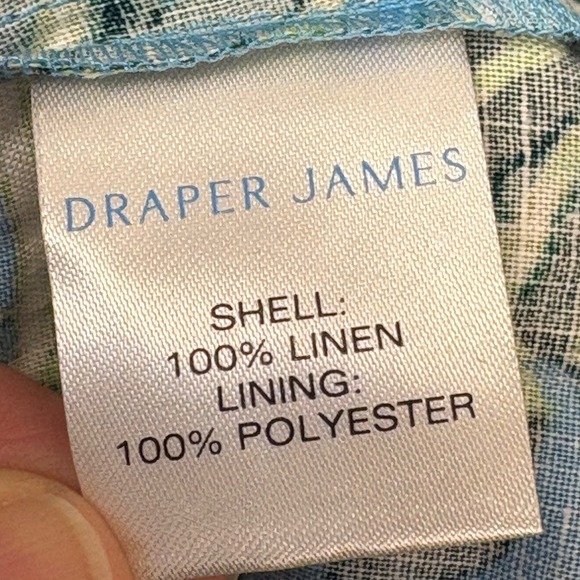 Draper James Women Linen MiniDress Blue Monstera XXL Babydoll Square Neck Y2K - Picture 4 of 10